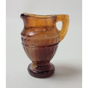 Imperial Glass Caramel Slag Miniature Pitcher Toothpick Holder Vase IG Brown